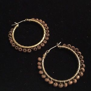 Avon Jewelry - Avon hoop wooden beaded earrings Avon Jewelry - Avon hoop wooden beaded earrings
